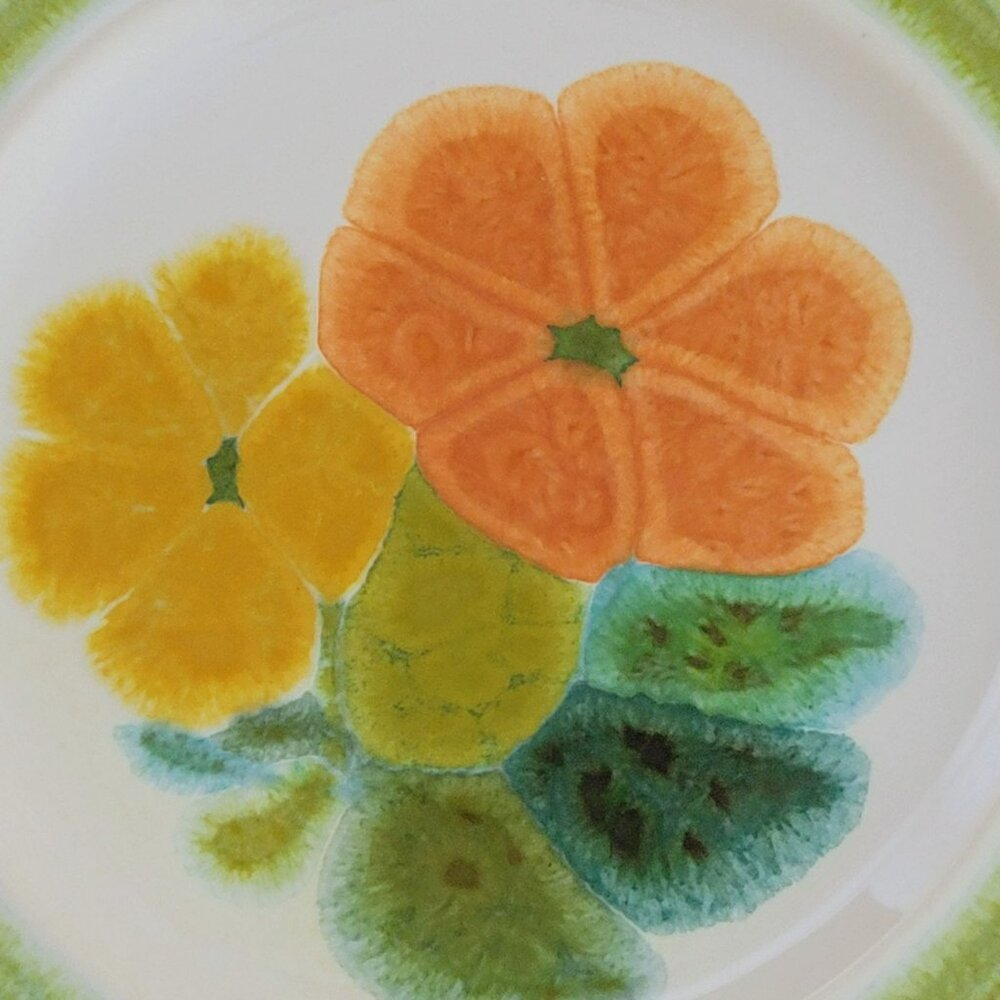 Franciscan Floral Bread Plate SET of 2, Retro c.1970s USA, Flower Power Dishes - Picture 3 of 8